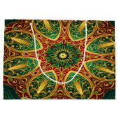 グリーンレッド金ゴールド装飾休日抱き枕 ラージペーパーバッグ (裏面)