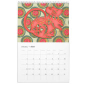 グリーンレッド金ゴールド12中国の〔占星術の〕十二宮図シンボルや象徴新年 カレンダー (1月 2026)