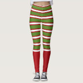 グリーンレッド&ホワイトレイヤストライプーリングフェスティバル レギンス (正面)