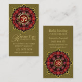 グリーンレッドNewAge金ゴールドOMサインヨガビジネスカード 名刺 (正面/裏面)