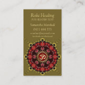 グリーンレッドNewAge金ゴールドOMサインヨガビジネスカード 名刺 (裏面)