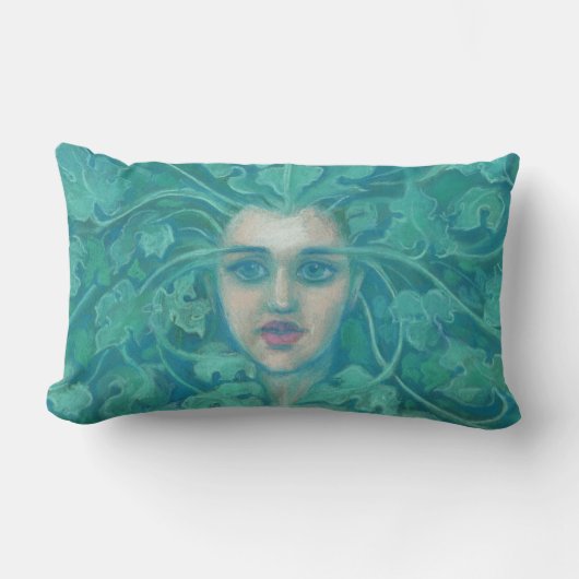 グリーンレディ/フォレストクイーン、ファンタジーアート ランバークッション (正面)