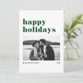 グリーンレトロはっきりしたタイポグラフィフォトハッピーホリデイズ シーズンカード (スタンド正面)