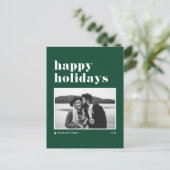 グリーンレトロはっきりしたタイポグラフィフォトハッピーホリデイズ シーズンポストカード (スタンド正面)