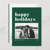 グリーンレトロはっきりしたタイポグラフィフォトハッピーホリデイズ シーズンポストカード (正面/裏面)