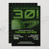 グリーンレトロウェーブ30th誕生日パーティの招待状 招待状 (正面/裏面)