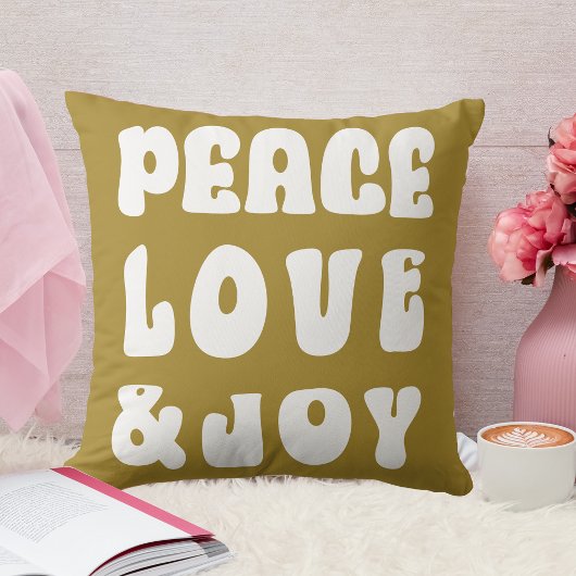 グリーンレトログルーヴィーピースラブジョイホリデイ クッション