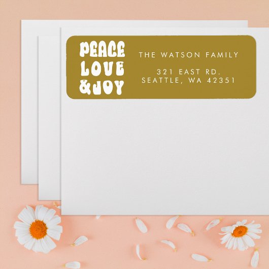 グリーンレトログルーヴィーピースラブジョイホリデイ ラベル