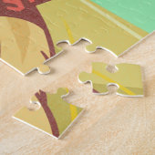 グリーンレトロサッカーエステティックスポーツイラストレーション ジグソーパズル (側面)