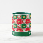 グリーンレトロサンタクロースメリークリスマスキッズ マグカップ (中央)