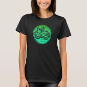 グリーンレトロサークルとトラクター農家とFa Tシャツ (正面)