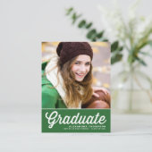 グリーンレトロスクリプトクラス2023写真卒業 案内ポストカード (スタンド正面)