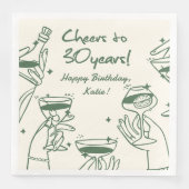 グリーンレトロハンドドローファンキーカクテル誕生日 (正面)