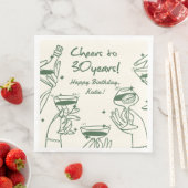 グリーンレトロハンドドローファンキーカクテル誕生日 (インサイチュ)