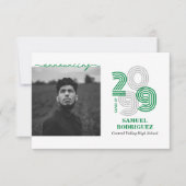 グリーンレトロビッグナンバークラス写真 招待状 (正面)