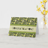 グリーンレトロ従業員記念日カード カード (黄色い花)