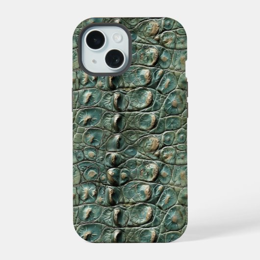 グリーンレプタイル柄 iPhone 15ケース (裏面)