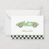 グリーンレースカーの誕生日 ノートカード (正面)