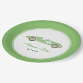 グリーンレースカーの誕生日 ペーパープレート (アングル)