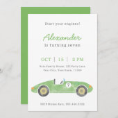 グリーンレースカーの誕生日 案内状 (正面/裏面)