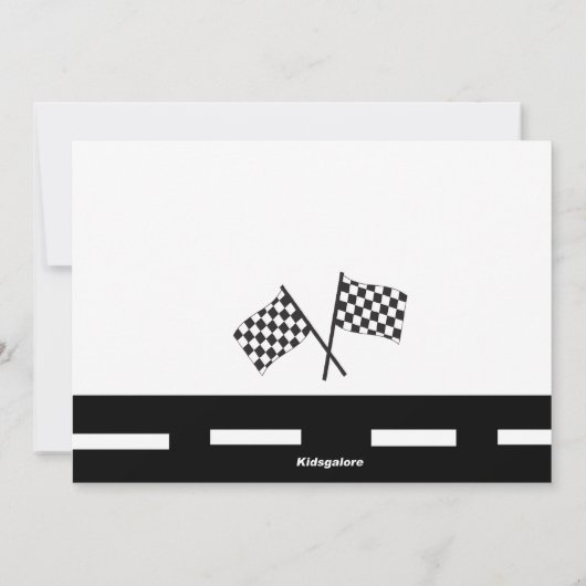 グリーンレースカーボーイズファースト誕生日招待状 招待状 (裏面)