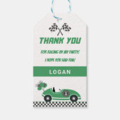 グリーンレースカー誕生日パーティーありがとうギフトラベル ギフトタグ (正面)