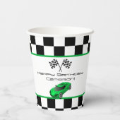 グリーンレースカー |子供の誕生日パーティー 紙コップ (裏面)