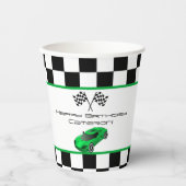 グリーンレースカー |子供の誕生日パーティー 紙コップ (正面)