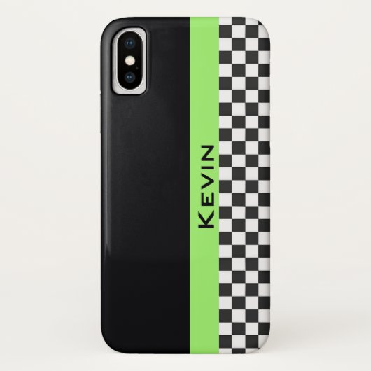 グリーンレースストライプデザインiPhone Xケース Case-Mate iPhoneケース (裏面)