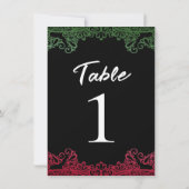 グリーンレースフィエスタエレガントブラックテーブル番号 招待状 (裏面)