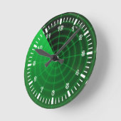 グリーンレーダーパターン ラウンド壁時計 (傾斜)