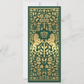 グリーンロイヤルライオン中世ゴールドウェディング 招待状 (裏面)