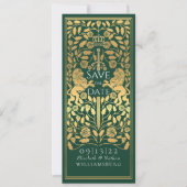 グリーンロイヤルライオン中世ゴールドウェディング 招待状 (正面)