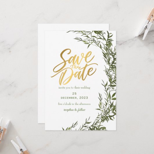 グリーンロマンチックザデイト招待状 招待状 (正面/裏面インサイチュ)