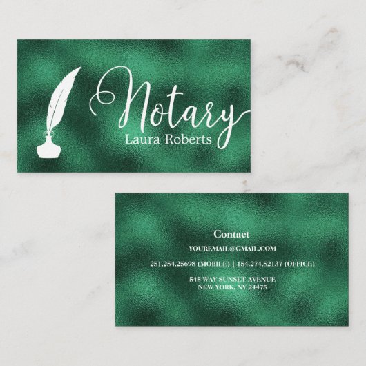 グリーンロモダンーンの署名エージェントの名刺 名刺 (正面/裏面)