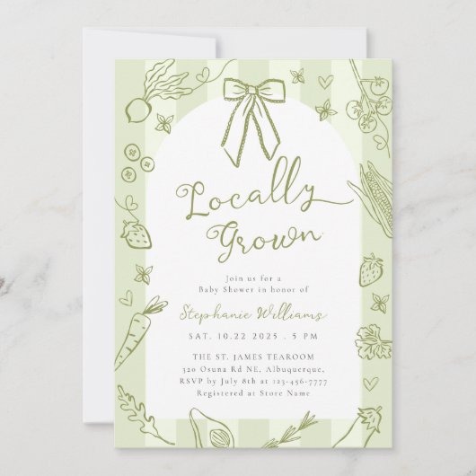 グリーンローカル栽培農家ベビーシャワー招待状 招待状 (正面)