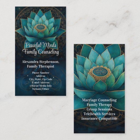 グリーンロータスカウンセリングセラピー心理療法 名刺 (正面/裏面)