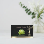 グリーンロータスツリーウィメンズシルエットヨガインストラクター 名刺 (スタンド正面)