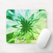 グリーンロータスフラワーウォーターカラーエスニック絵を描 マウスパッド (マウス)