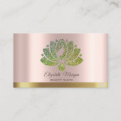 グリーンロータスフラワーグリッターバラ金ゴールド美しいサロン 名刺 (正面)