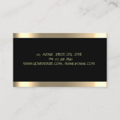 グリーンロータスフラワーゴールドストライプブラックヨガ 名刺 (裏面)