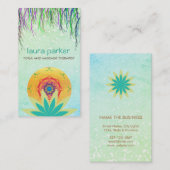 グリーンロータスフラワーマンダラロゴヨガヒーリング 名刺 (正面/裏面)