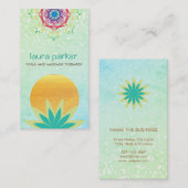 グリーンロータスフラワーロゴヨガヒーリングヘルス 名刺 (正面/裏面)