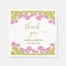 グリーンロータスリリー結婚フラワーズインディアン スタンダードカクテルナプキン