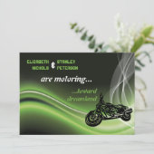 グリーンロードバイクもしくは自転車に乗る人結婚/バイク 招待状 (スタンド正面)