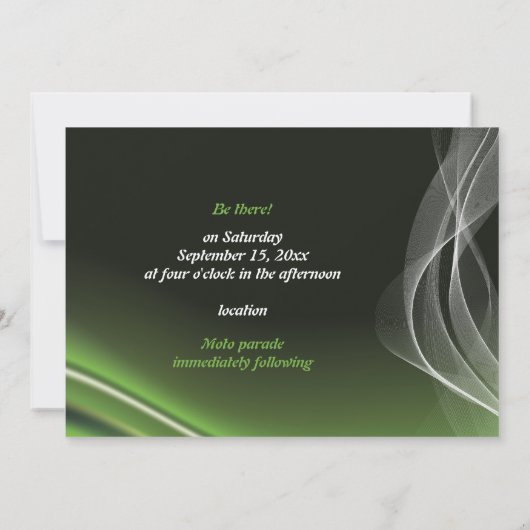 グリーンロードバイクもしくは自転車に乗る人結婚/バイク 招待状 (裏面)