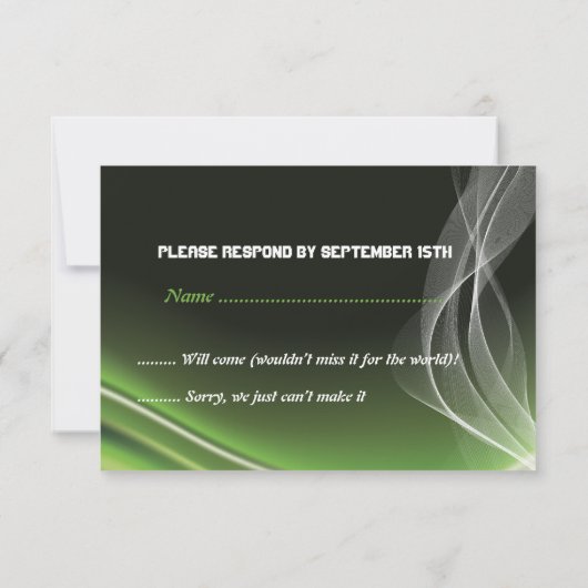 グリーンロードバイクもしくは自転車に乗る人/モーターサイクルウェディングRSVP応答 出欠カード (裏面)