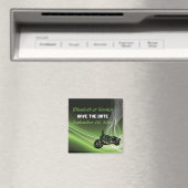 グリーンロードバイク/オートバイのウェディング Save the Date マグネット (インサイチュ (食洗機))