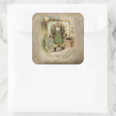 グリーンローブにクリスマスを飾る旧世界のお父さん スクエアシール (バッグ)