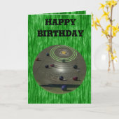 グリーンローンボウル、誕生日 カード (黄色い花)